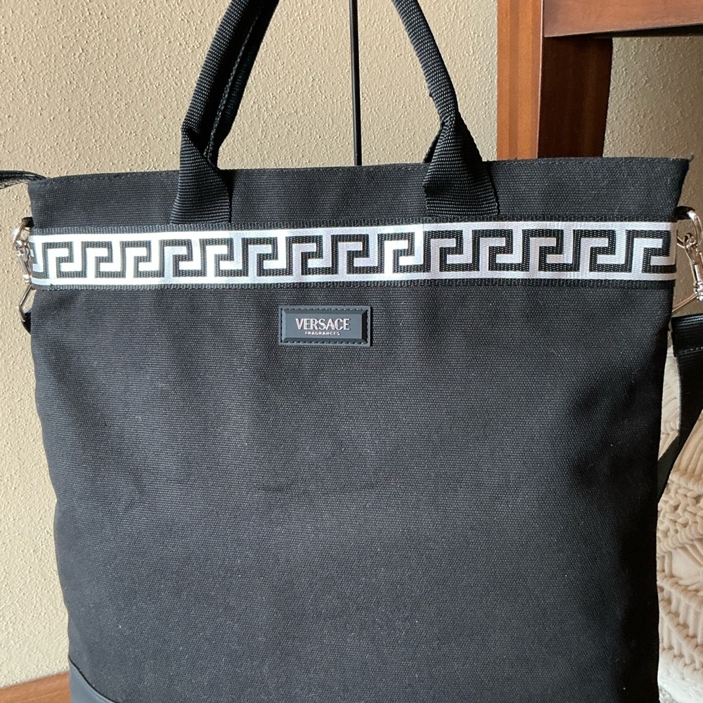 Versace Parfums Greek Key Logo Tote